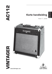 Behringer VINTAGER AC112 Handleiding