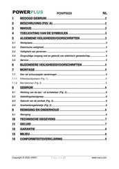 Powerplus POWP5020 Gebruiksaanwijzing