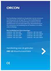 Orcon HRC-400-15BPE Handleiding Voor De Gebruiker