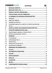 Powerplus POWP3020 Gebruiksaanwijzing