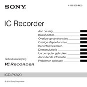 Sony IC Recorder ICD-PX820 Gebruiksaanwijzing
