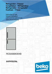 Beko RCSA366K30XB Gebruiksaanwijzing