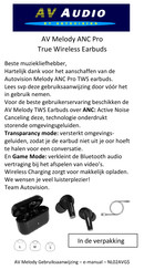 AutoVision AV Audio AV Melody ANC Pro Gebruiksaanwijzing