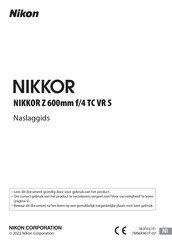 Nikon NIKKOR Z 600mm f/4 TC VR S Naslaggids