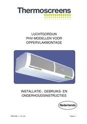 Thermoscreens PHV2000W Installatie-, Gebruiks- En Onderhoudshandleiding