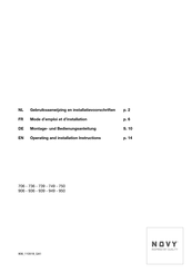 Novy 749 Gebruiksaanwijzing En Installatievoorschriften