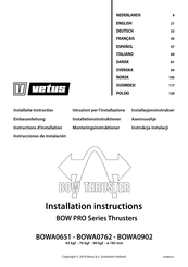 Vetus BOW PRO Thrusters BOWA0902 Installatie-Instructies