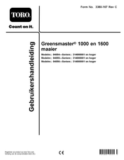 Toro Greensmaster 1600 Gebruikershandleiding