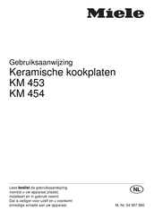 Miele KM 453 Gebruiksaanwijzing