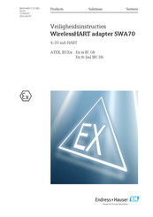 Endress+Hauser WirelessHART SWA70 Bedienings- En Veiligheidsinstructies