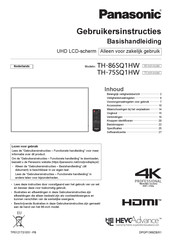 Panasonic TH-86SQ1HW Installatie- En Gebruikersinstructies