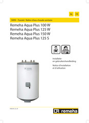 REMEHA Aqua Plus 150 W Installatie- En Gebruikershandleiding