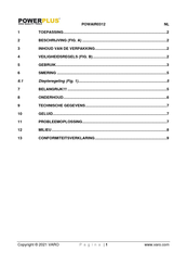 Powerplus POWAIR0312 Gebruiksaanwijzing