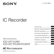 Sony ICD-UX91F Gebruiksaanwijzing