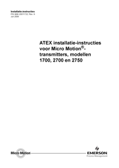 Emerson Micro Motion ATEX 2700 Installatiehandleiding