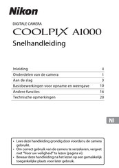 Nikon CoolPix A1000 Snelhandleiding