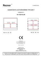 Reznor EURO-T Installatie- En Inbedrijfstellingshandleiding