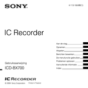 Sony IC Recorder ICD-BX700 Gebruiksaanwijzing