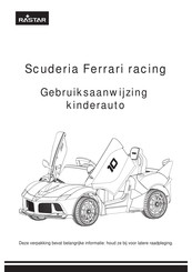 rastar Scuderia Ferrari racing Gebruiksaanwijzing