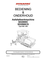 Atlas Copco Dynapac SD2500CS Bedienings- En Onderhoudshandleiding