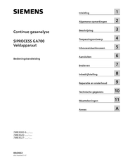 Siemens SIPROCESS GA700 Bedieningshandleiding