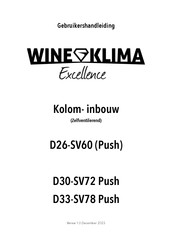 Wine Klima Excellence D33-SV78 Gebruikershandleiding