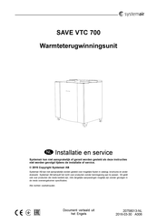 SystemAir SAVE VTC 700 Installatie- En Servicehandleiding