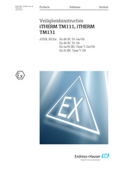 Endress+Hauser iTHERM TM111 Bedienings- En Veiligheidsinstructies