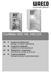 Dometic Waeco CoolMatic HDC225 Montagehandleiding En Gebruiksaanwijzing