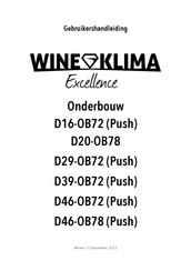 Wine Klima Excellence D39-OB72 Gebruikershandleiding