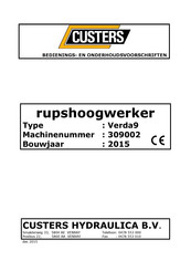 Custers 309002 Bedienings- En Onderhoudsvoorschriften