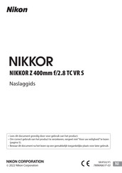 Nikon NIKKOR Z 400mm f/2.8 TC VR S Naslaggids