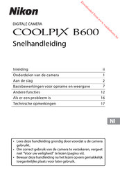 Nikon COOLPIX B600 Snelhandleiding