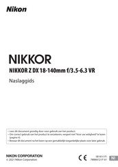 Nikon NIKKOR Z DX 18-140mm f/3.5-6.3 VR Naslaggids