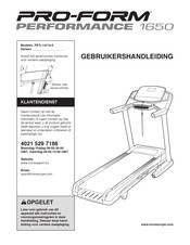 Pro-Form PERFORMANCE 1650 Gebruikershandleiding