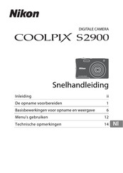 Nikon Coolpix S2900 Snelhandleiding