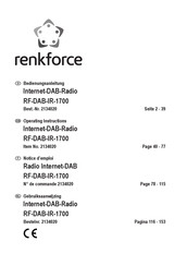 Renkforce RF-DAB-IR-1700 Gebruiksaanwijzing