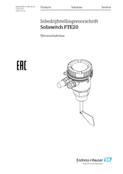 Endress+Hauser Soliswitch FTE20 Bedieningsvoorschrift