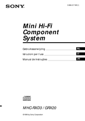 Sony MHC-GRX20 Gebruiksaanwijzing