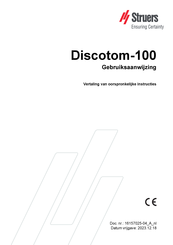 Struers Discotom-100 Gebruiksaanwijzing