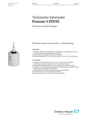 Endress+Hauser Prosonic S FDU92 Technische Handleiding