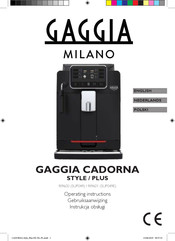 Gaggia MILANO CADORNA STYLE SUP049 Gebruiksaanwijzing