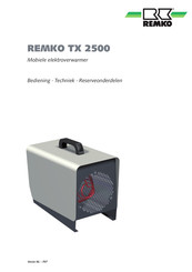 REMKO TX 2500 Bedieningshandleiding