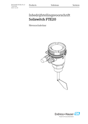Endress+Hauser Soliswitch FTE20 Handleiding Voor Inbedrijfstelling