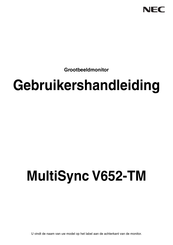 NEC MultiSync V652-TM Gebruikershandleiding