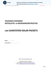 NES SUNSYSTEM SOLAR PACKETS Installatie- En Bedieningsinstructies