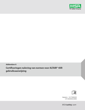 MSA ALTAIR 4XR Gebruiksaanwijzing