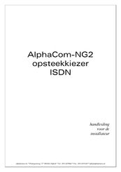 alphatronics AlphaComms NG2 Handleiding Voor De Installateur