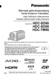 Panasonic HDC-TM99 Beknopte Gebruiksaanwijzing