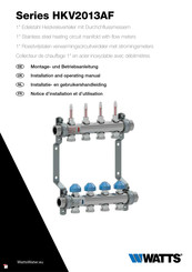 Watts HKV2013AF Series Installatie- En Gebruikershandleiding